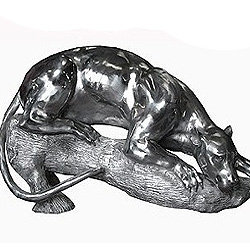 sculpture guepard argent